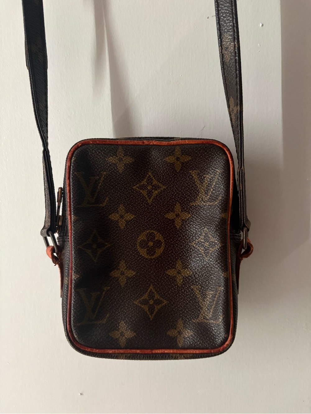 Louis Vuitton Monogram Canvas Messenger Bag with Brown Trim
